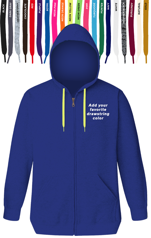 Blue Generation Custom Drawstring Zip Front Hoodie-BG9302ZD