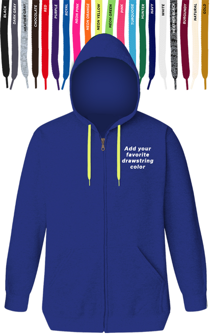 Blue Generation Custom Drawstring Zip Front Hoodie-BG9302ZD