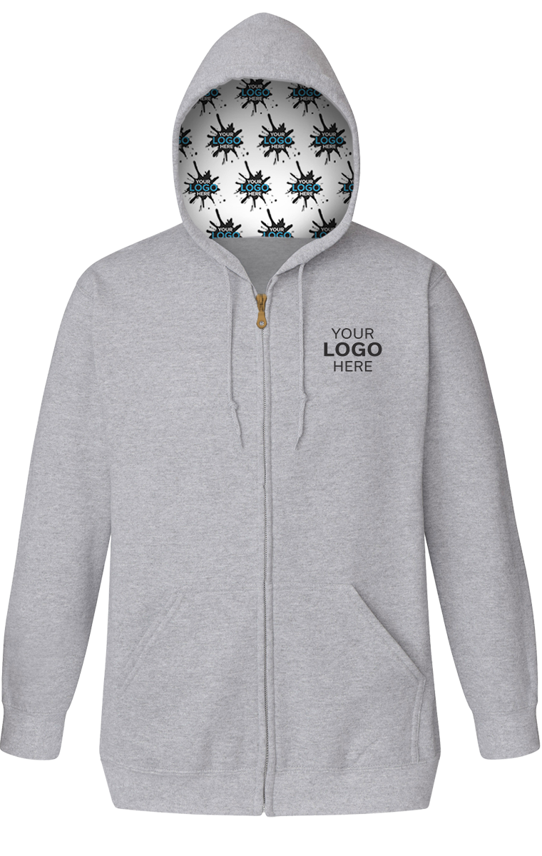 Blue Generation Your Logo Here Adult Fleece Zip Front Hoodie-BG9302ZH