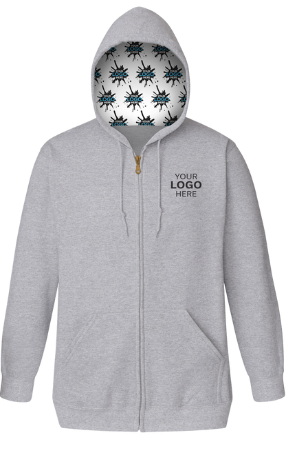 Blue Generation Your Logo Here Adult Fleece Zip Front Hoodie-BG9302ZH
