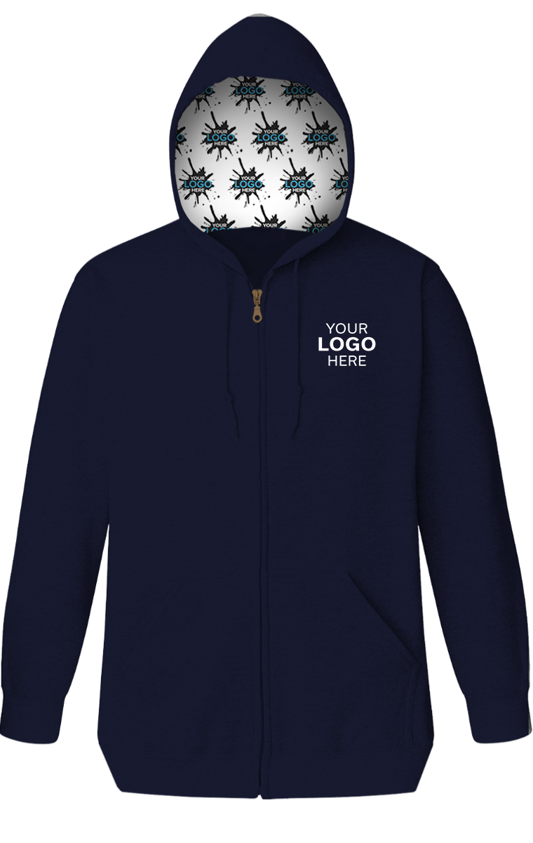 Blue Generation Your Logo Here Adult Fleece Zip Front Hoodie-BG9302ZH