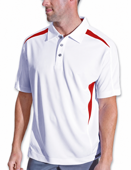Pro Celebrity Men's S/S  Polo, White/Deep Red, XLarge (Clearance)