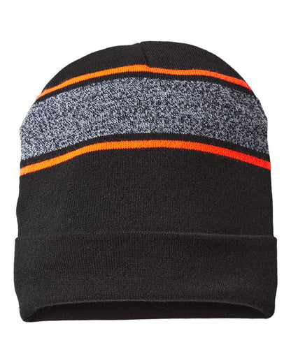 CAP AMERICA - USA-Made Variegated Striped Cuffed Beanie - RKV12