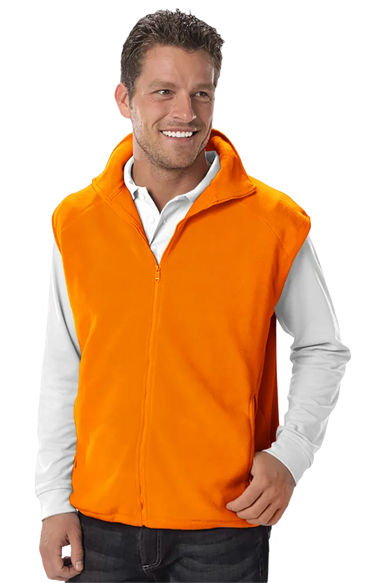 Blue Generation Adult Micro Fleece Zip Front Vest-BG9953C - Clearance - Polar Orange XS