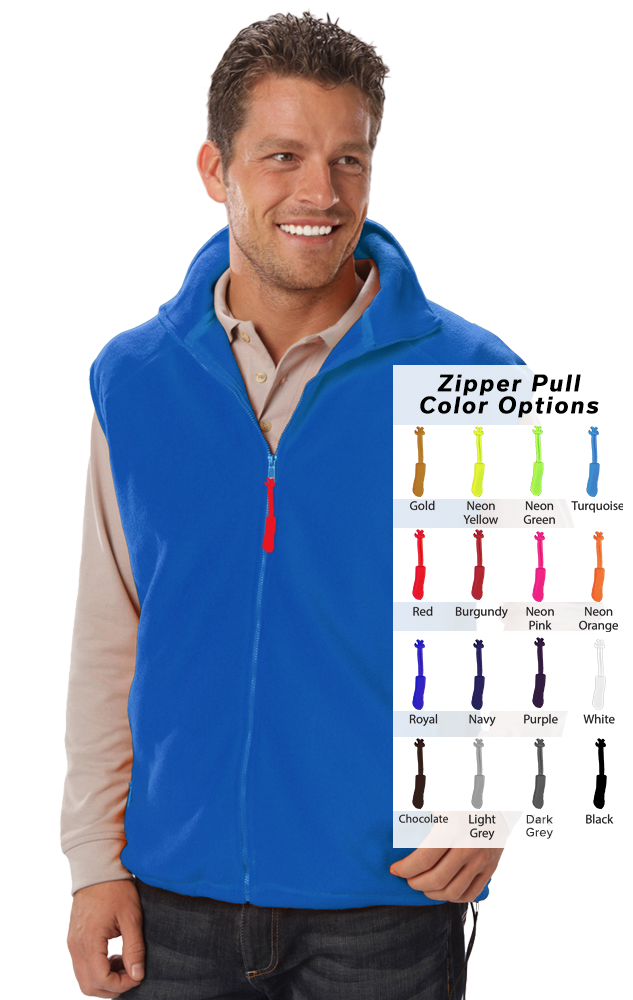 Blue Generation Custom Zipper Pull Polar Fleece Vest-BG9953B