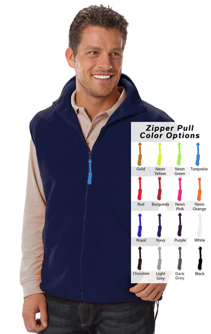 Blue Generation Custom Zipper Pull Polar Fleece Vest-BG9953B