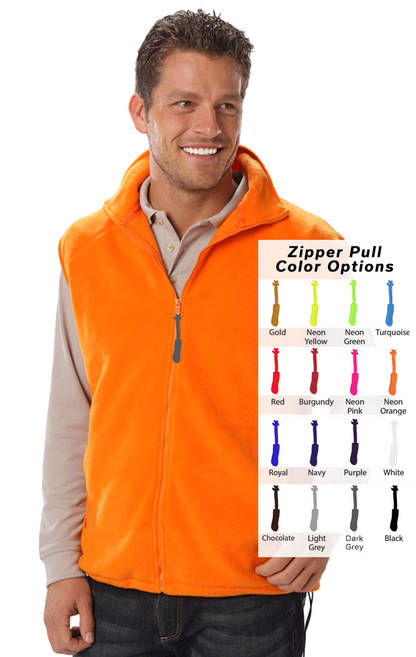 Blue Generation Custom Zipper Pull Polar Fleece Vest-BG9953B