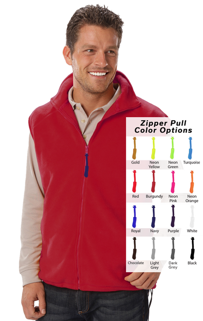 Blue Generation Custom Zipper Pull Polar Fleece Vest-BG9953B