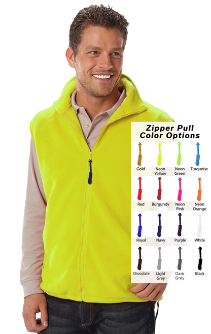 Blue Generation Custom Zipper Pull Polar Fleece Vest-BG9953B