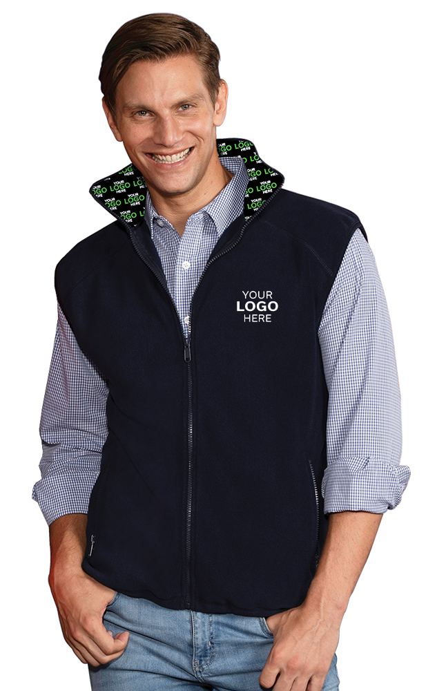 Blue Generation Your Logo Here Adult MicroFleece Zip Front Vest-BG9953H