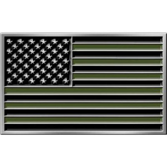 Patriotic Collector Series Black Iron Belt Buckles - US Flag Green - B0178