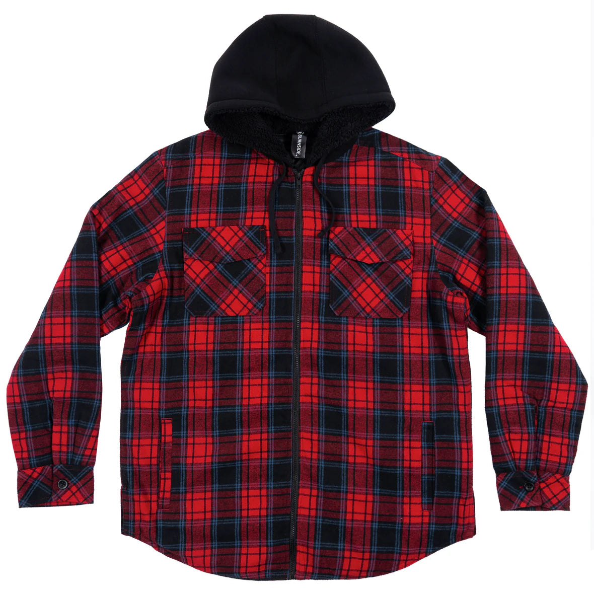 Burnside Men's B8620 REDWOOD SHERPA-LINED HOODED FLANNEL JACKET