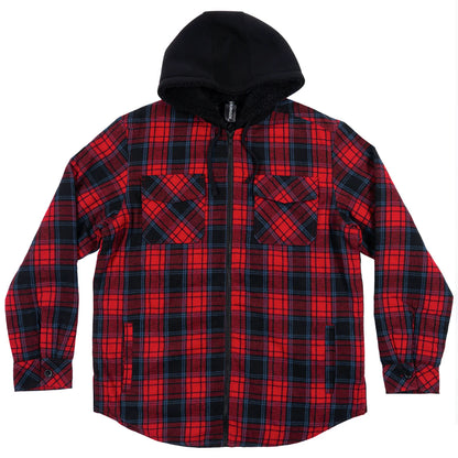 Burnside Men's B8620 REDWOOD SHERPA-LINED HOODED FLANNEL JACKET