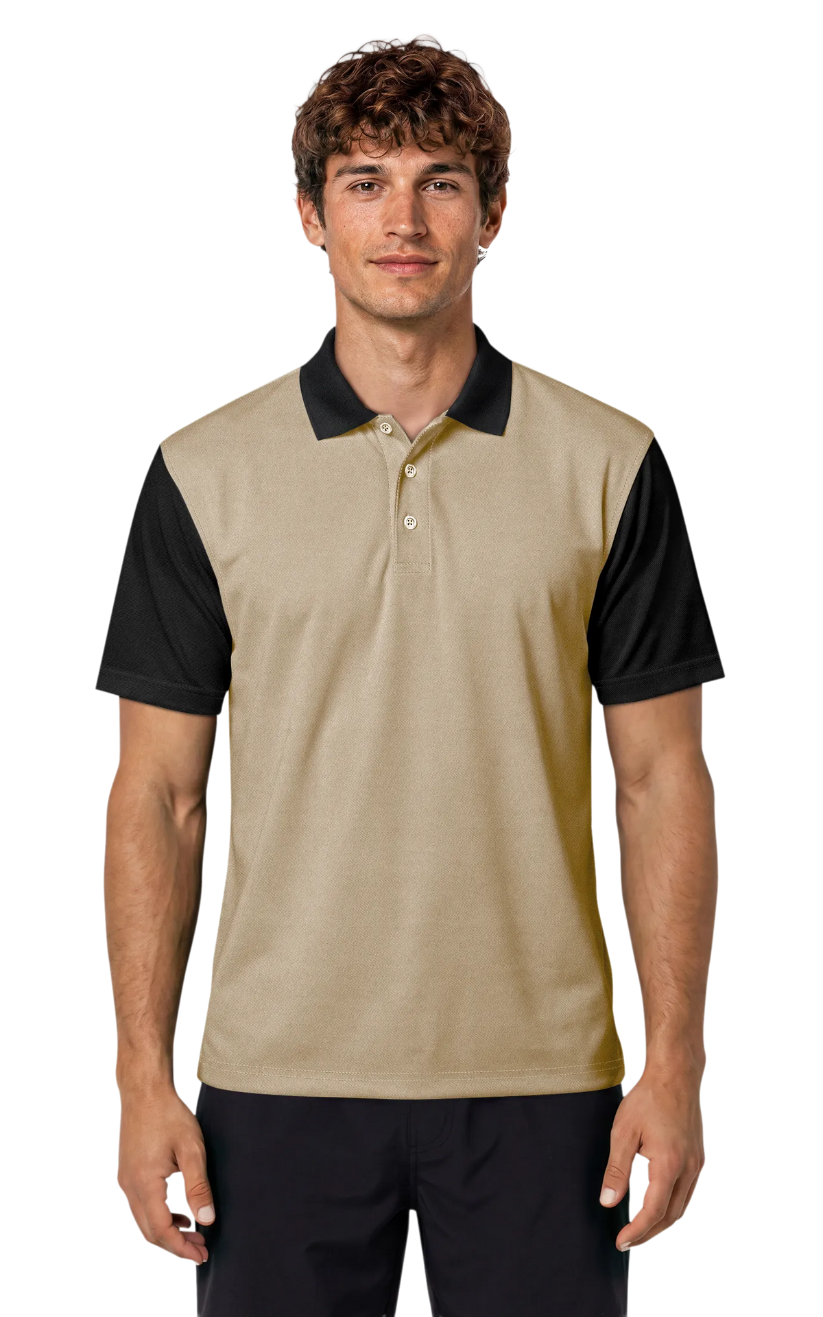 Blue Generation Men's IL-50 Colorblock Polo - BG1054C - Clearance - Tan with Black (S, L, 3XL, 4XL)
