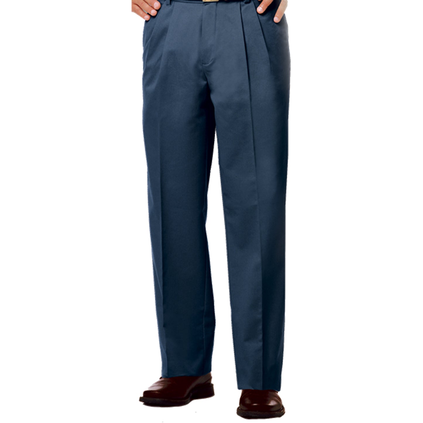 Blue Generation Men's Scotchgard Twill Pleated Front Pants, Navy, 28W x 34L, Clearance - Basics Clothing Store