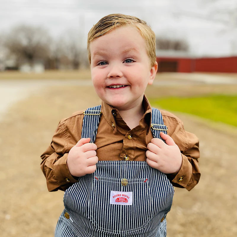 Round House #61 Kid's Playwear Hickory Stripe Bib Overalls