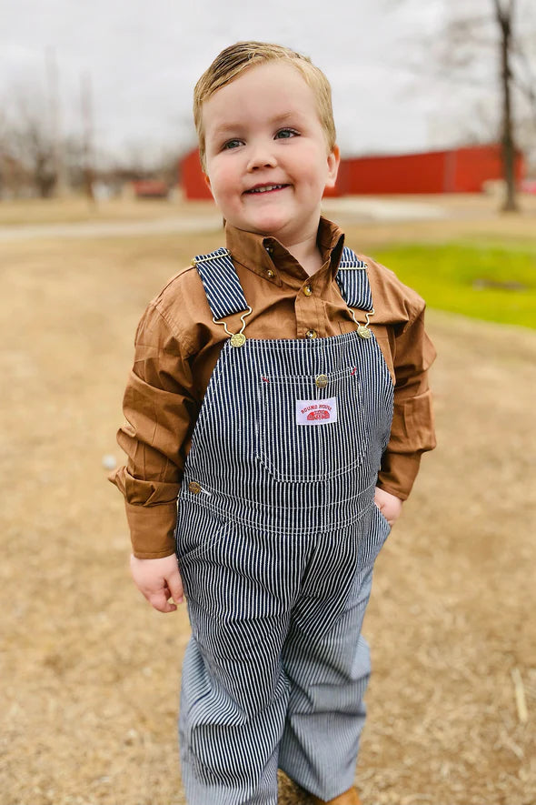 Round House #61 Kid's Playwear Hickory Stripe Bib Overalls