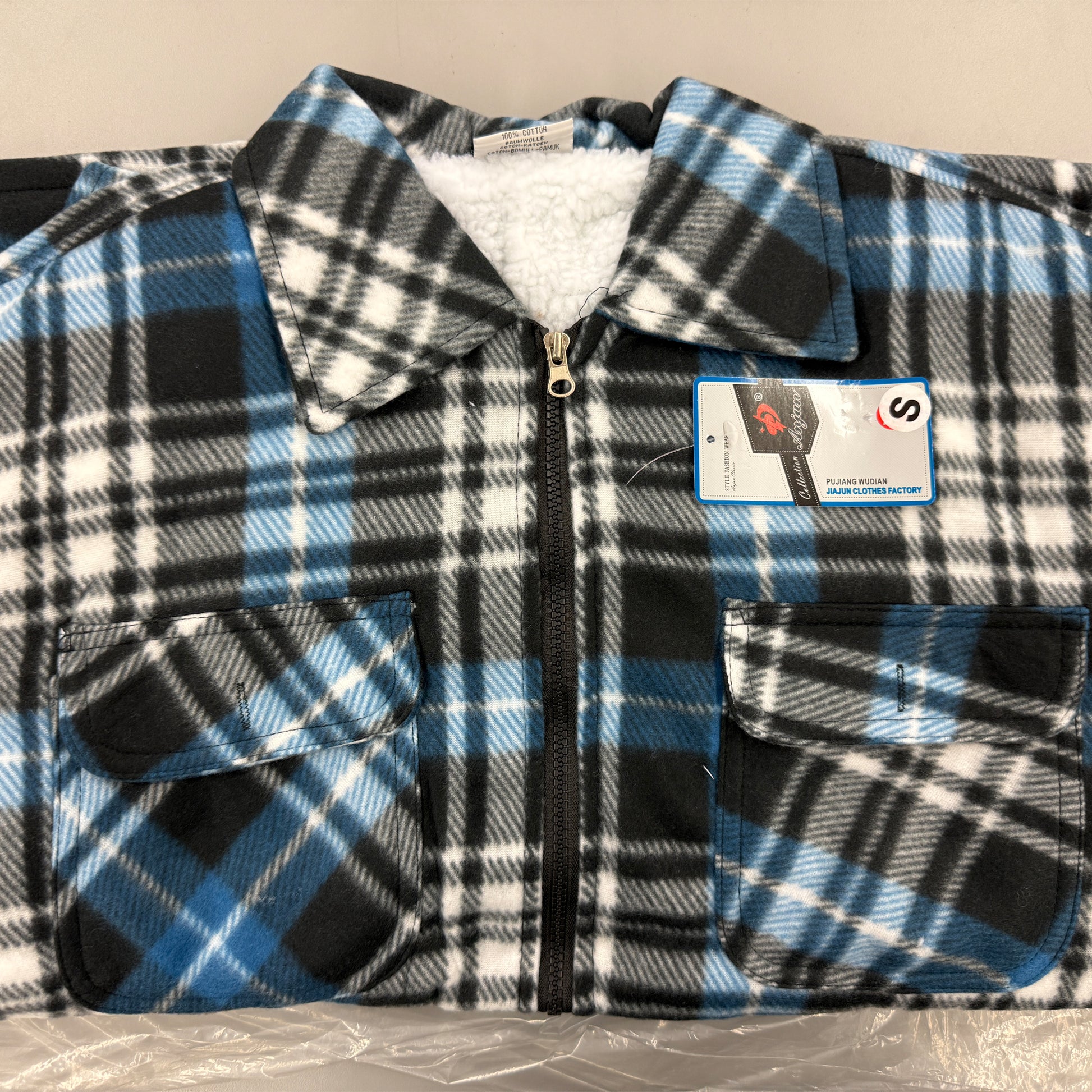Basics Zip Up Flannel Fleece Jacket, Clearance - Basics Clothing Store