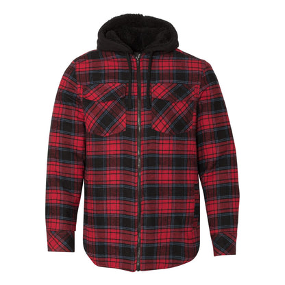 Burnside Men's B8620 Flannel Hooded Zip Up Jacket, Red