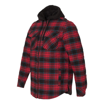 Burnside Men's B8620 Flannel Hooded Zip Up Jacket, Red