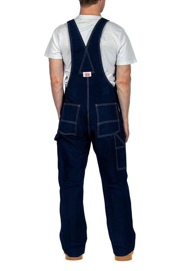 Round House #966 Classic Blue Denim Button Fly Bib Overalls