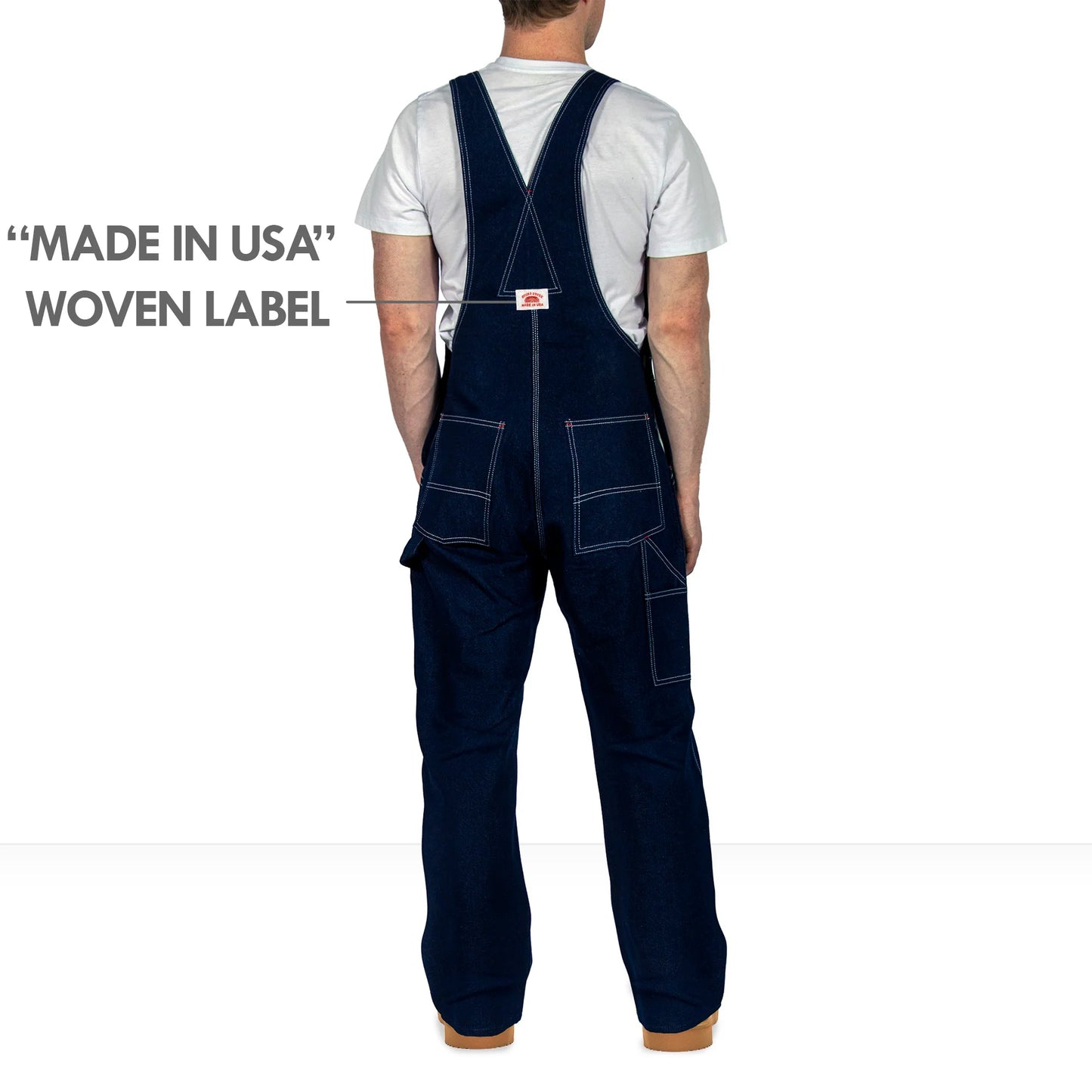 Round House MADE IN USA #980 Classic Blue Denim Zipper Fly Bib Overalls