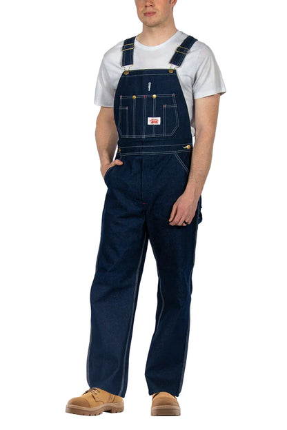 Round House #980 Classic Blue Denim Zipper Fly Bib Overalls