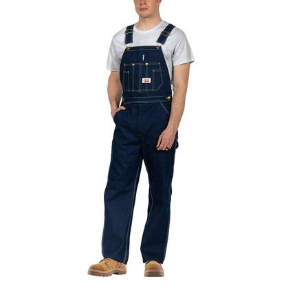 Round House #980 Classic Blue Denim Zipper Fly Bib Overalls