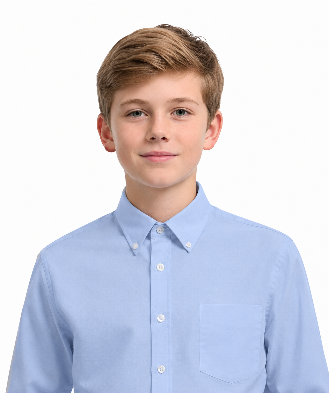 Blue Generation Youth L/S Oxford Shirt-BG5214-Oxford Blue - Basics Clothing Store