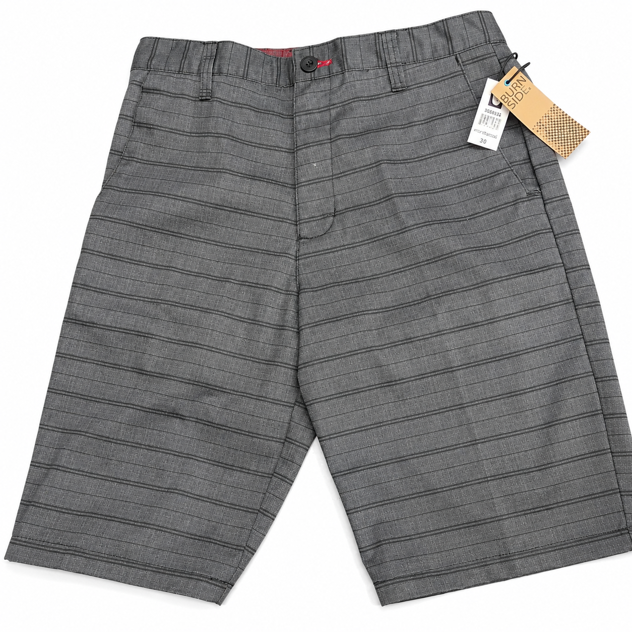Men's Burnside Charcoal Heather Striped Hybrid Shorts – Size 30 Clearance