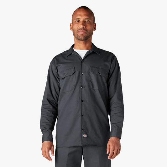 Dickies Long Sleeve Work Shirt-D574-Charcoal Gray