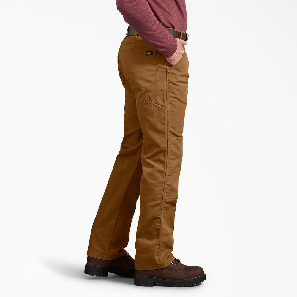 Dickie's FLEX Regular Fit Duck Double Knee Pants-DP903-  Stonewashed Brown Duck