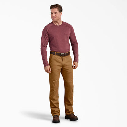 Dickie's FLEX Regular Fit Duck Double Knee Pants-DP903-  Stonewashed Brown Duck