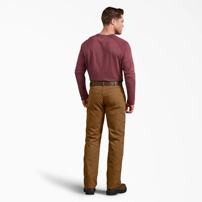 Dickie's FLEX Regular Fit Duck Double Knee Pants-DP903-  Stonewashed Brown Duck