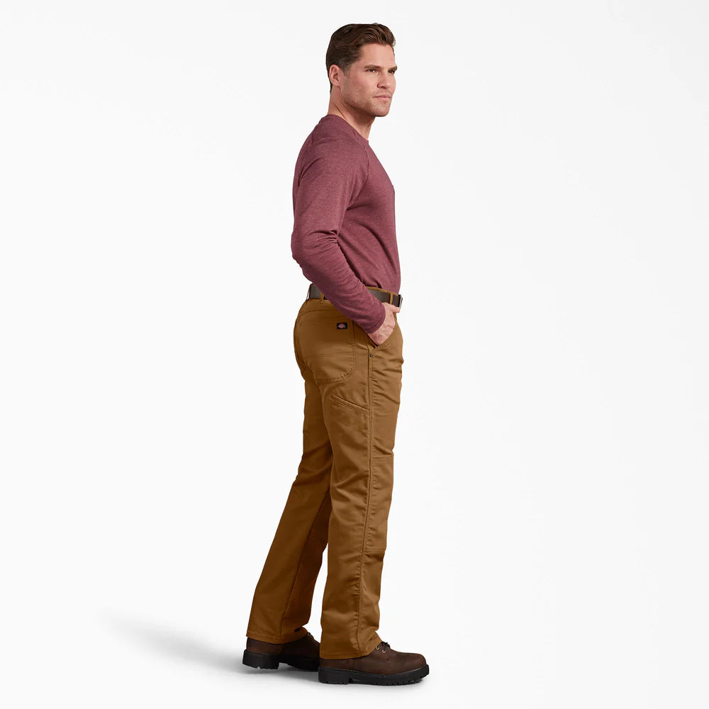 Dickie's FLEX Regular Fit Duck Double Knee Pants-DP903-  Stonewashed Brown Duck