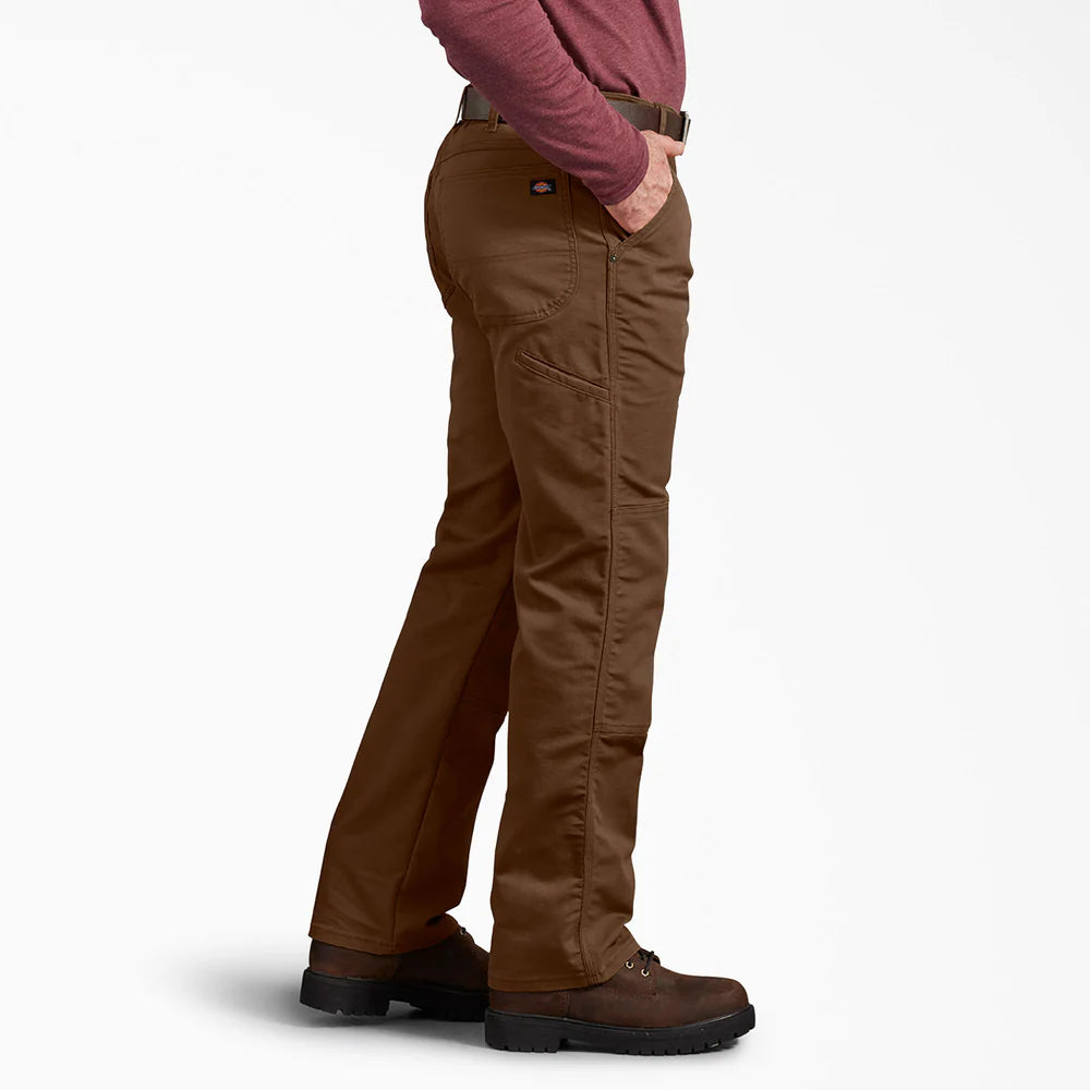 Dickie's FLEX Regular Fit Duck Double Knee Pants-DP903- Stonewashed Timber Brown