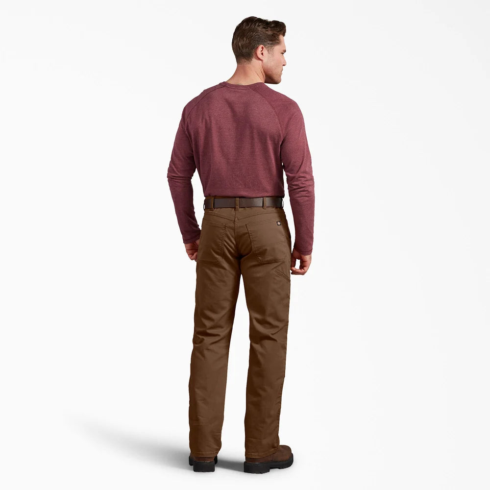 Dickie's FLEX Regular Fit Duck Double Knee Pants-DP903- Stonewashed Timber Brown