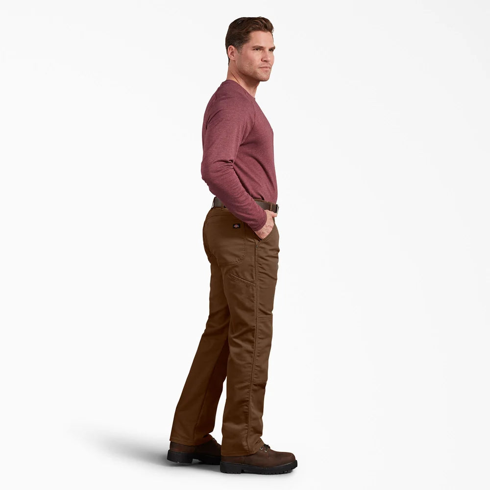 Dickie's FLEX Regular Fit Duck Double Knee Pants-DP903- Stonewashed Timber Brown