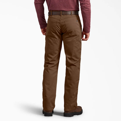 Dickie's FLEX Regular Fit Duck Double Knee Pants-DP903- Stonewashed Timber Brown
