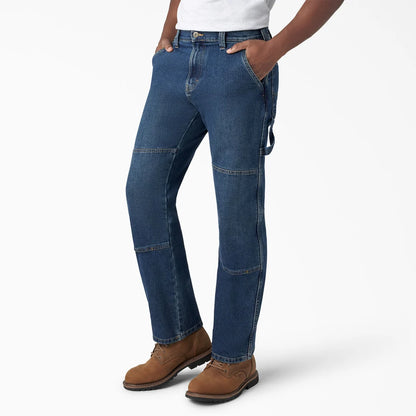 Dickie's FLEX Relaxed Fit Double Knee Jeans- Medium Denim Wash -DU604