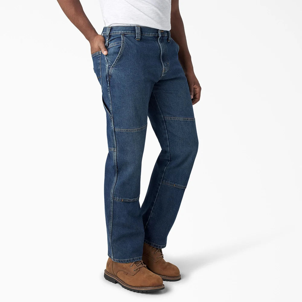 Dickie's FLEX Relaxed Fit Double Knee Jeans- Medium Denim Wash -DU604