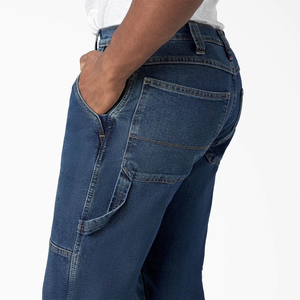 Dickie's FLEX Relaxed Fit Double Knee Jeans- Medium Denim Wash -DU604