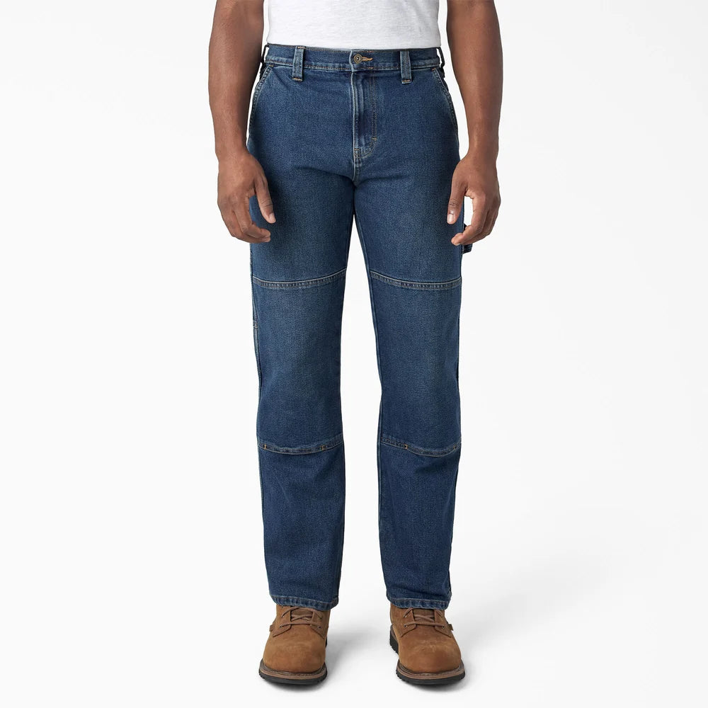 Dickie's FLEX Relaxed Fit Double Knee Jeans- Medium Denim Wash -DU604