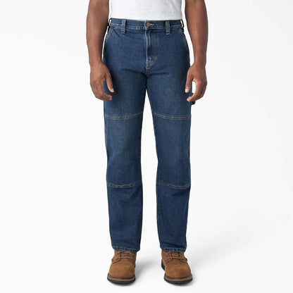 Dickie's FLEX Relaxed Fit Double Knee Jeans- Medium Denim Wash -DU604
