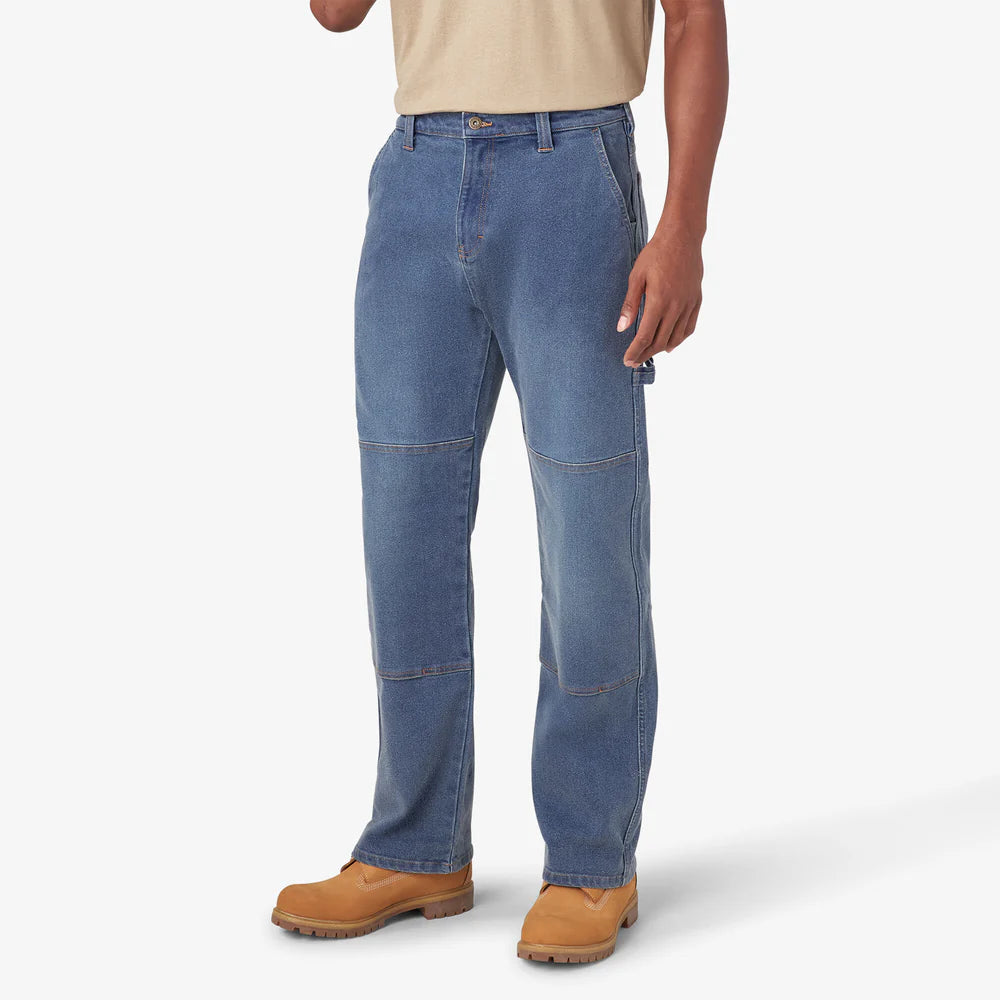 Dickie's FLEX Relaxed Fit Double Knee Jeans- Light Denim Wash -DU604