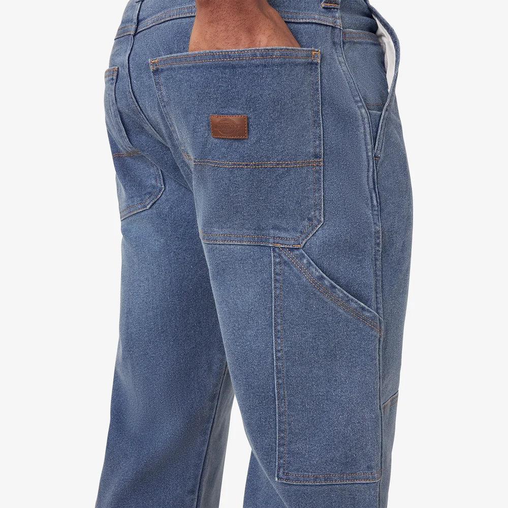 Dickie's FLEX Relaxed Fit Double Knee Jeans- Light Denim Wash -DU604