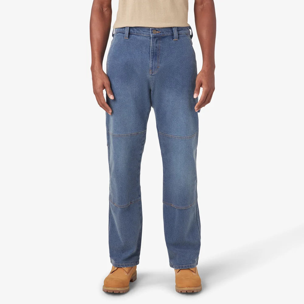 Dickie's FLEX Relaxed Fit Double Knee Jeans- Light Denim Wash -DU604