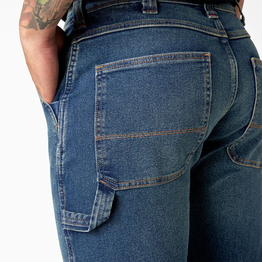 Dickie's FLEX Relaxed Fit Double Knee Jeans- Tined Denim Wash -DU604