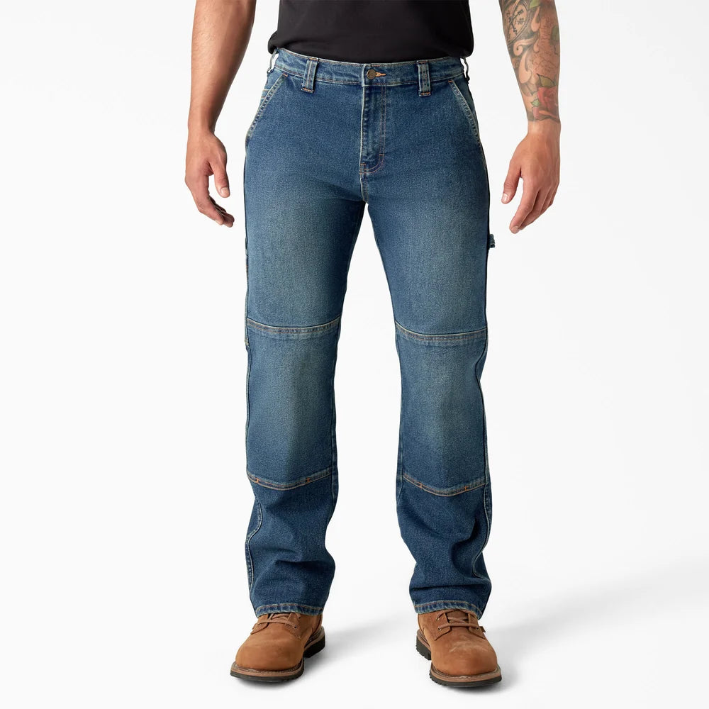 Dickie's FLEX Relaxed Fit Double Knee Jeans- Tined Denim Wash -DU604