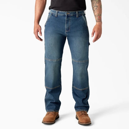 Dickie's FLEX Relaxed Fit Double Knee Jeans- Tined Denim Wash -DU604